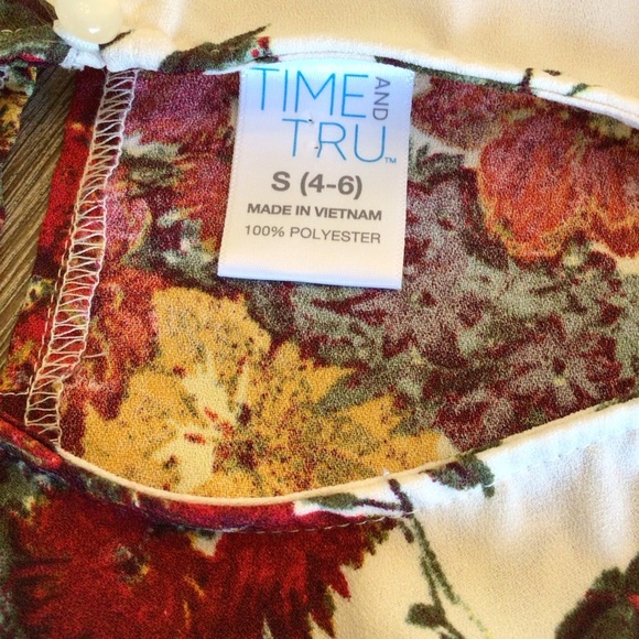 Time and Tru Women's Floral Ruffle Bell Sleeve Peplum Top Blouse Size Small 4-6 - Picture 7 of 8